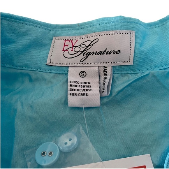 EY Especially Yours 100% Linen Blue Pant Suit Sm - Picture 4 of 12